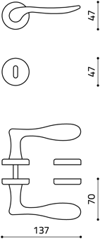 Maniglia disegno tecnico olivari orvieto M170RB8 superoro lucido