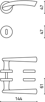 Maniglia disegno tecnico olivari nirvana M173RB8 Cromato Lucido