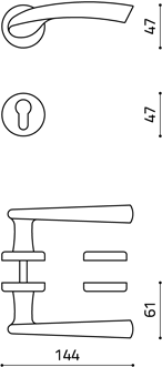 Maniglia disegno tecnico olivari nirvana M174RY8 Cromato lucido