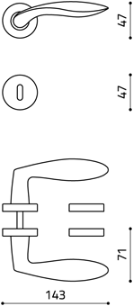 Maniglia disegno tecnico olivari onda M175RB8 superoro satinato
