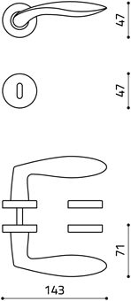 Maniglia disegno tecnico olivari onda M175RB8 cromato lucido