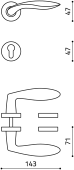 Maniglia disegno tecnico olivari onda M175RY8 superoro lucido