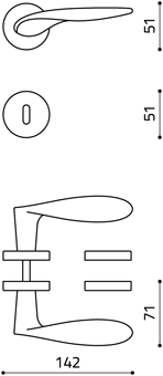 Olivari serie Wind maniglia per porta interna rosetta bocchetta foro normale Ottone Superoro Lucido