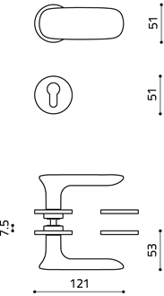 Disegno Tecnico Maniglia Conca Olivari foro yale