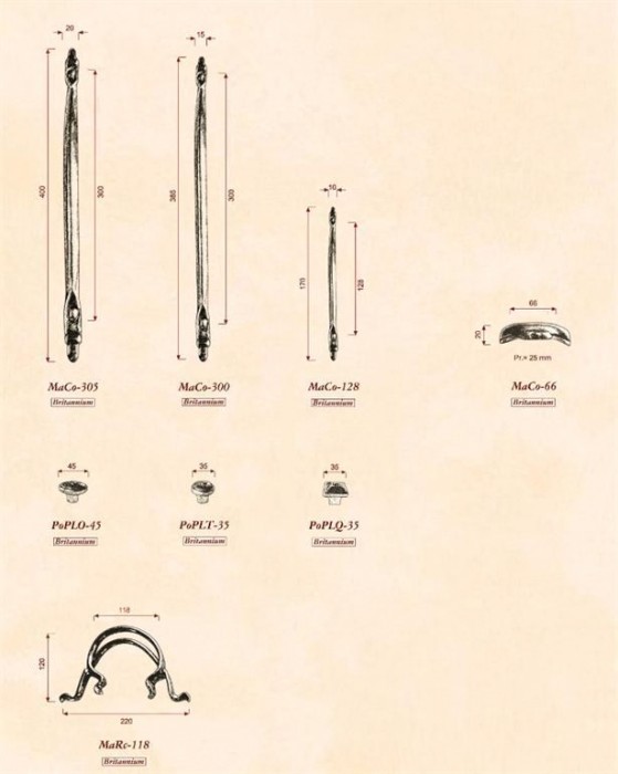 Maniglie e pomelli per mobili artigianali serie Perla