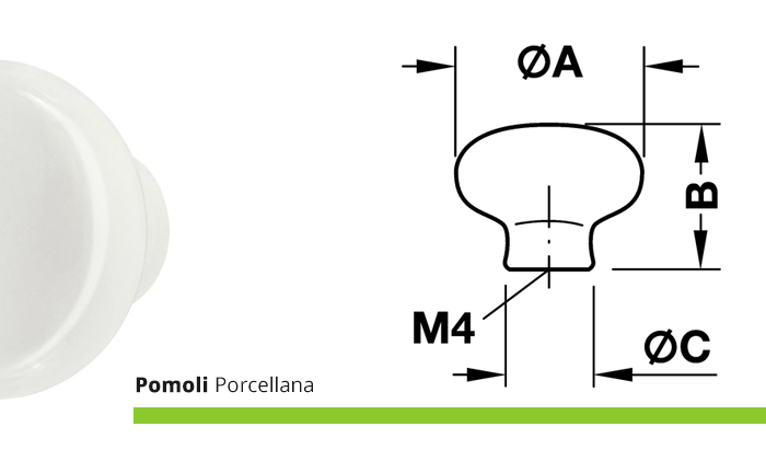 Pomello in porcella per mobile 