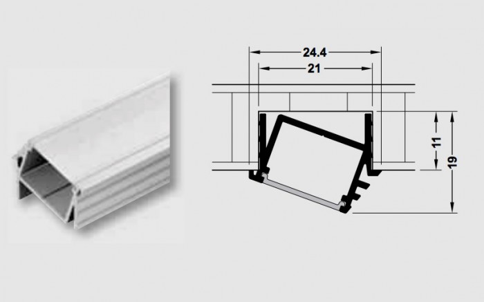 Profilo Semincasso Accessori per Strisce LED Flessibili 