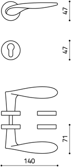 Maniglia per porta serie Wind Olivari rosetta bocchetta tonda foro yale Ottone Cromato Opaco