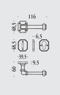 Maniglia Colombo Design - linea Antologhia - serie Busiri KBU11 R - Cromo 