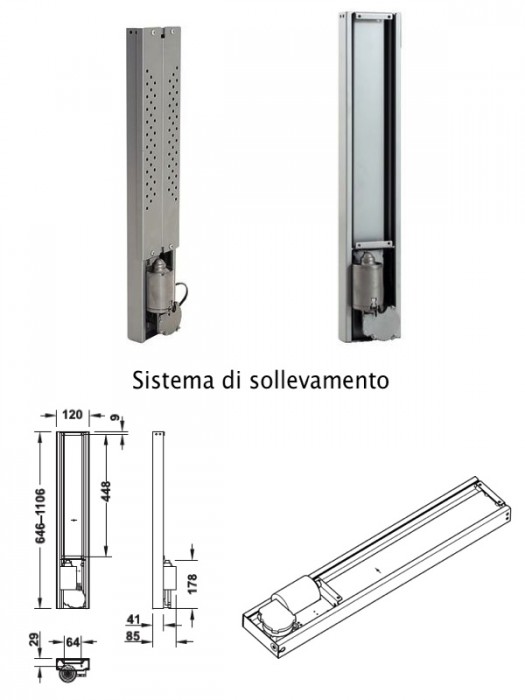 Sistema di sollevamento elettrico per schermi tv Häfele, portata 50 kg.