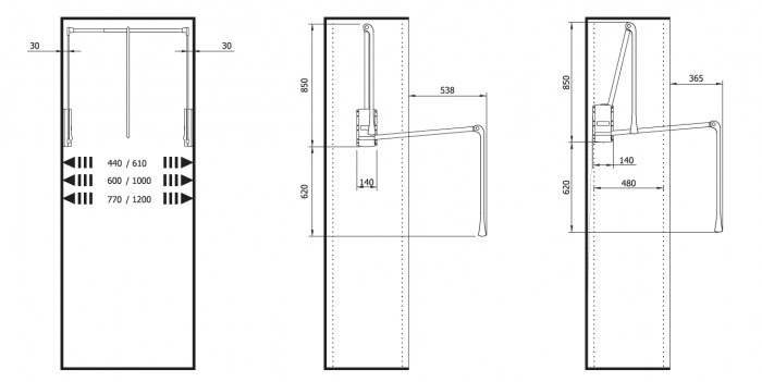 Appendiabiti da armadio SERVETTO 2004 originale regolabile da 770 a 1200 mm, finitura Grigio e Alluminio, portata 10 kg | NUOVO
