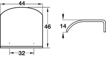 Maniglia per mobile in Zama Häfele, dimensione 44 x 46 mm, Interasse 32 mm, finitura Cromo Lucido.