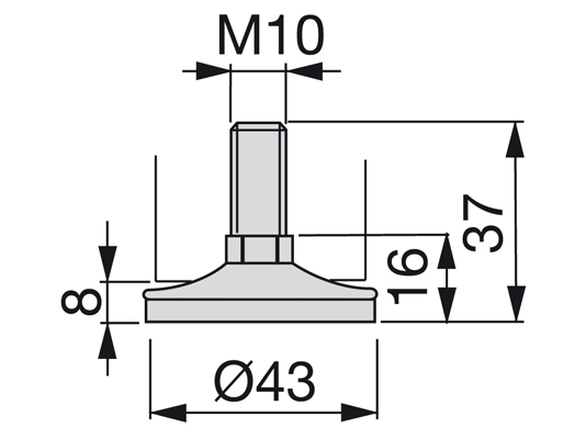 Piedino per mobili Emuca Regolabile M10 - Scheda tecnica
