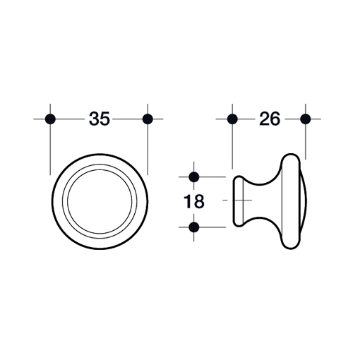 Pomello per mobili serie Ring Scheda Tecnica