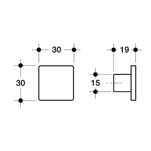 Pomello quadrato serie Quadro 30 x 30 mm Cromo Satinato