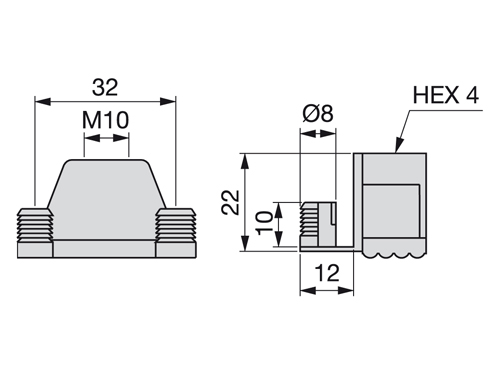 Scheda tecnica Piedino regolabile interno Emuca M10x38